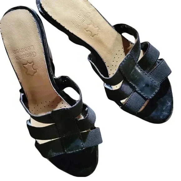 Dexter Black Strappy Slip In Wedge Heel Shoe size 6 - Picture 2 of 9